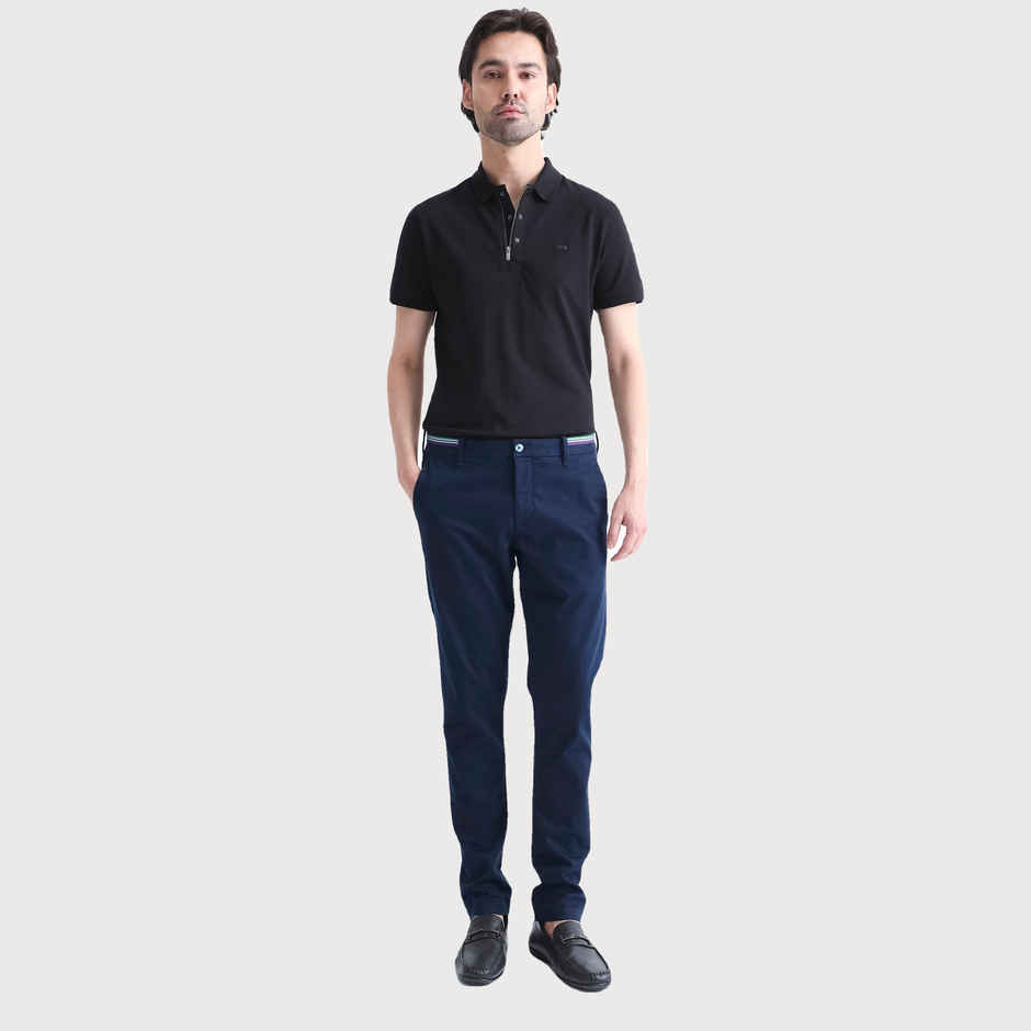 Rare Rabbit Men's Trellis Primary Trouser | Navy - 32