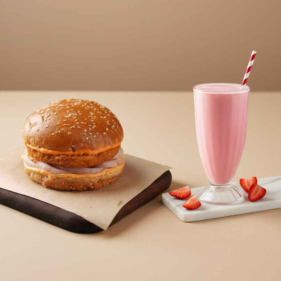 Veg Classic Burger + Strawberry Shake