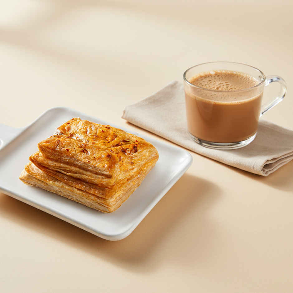 Veg Puff + Adrak Chai