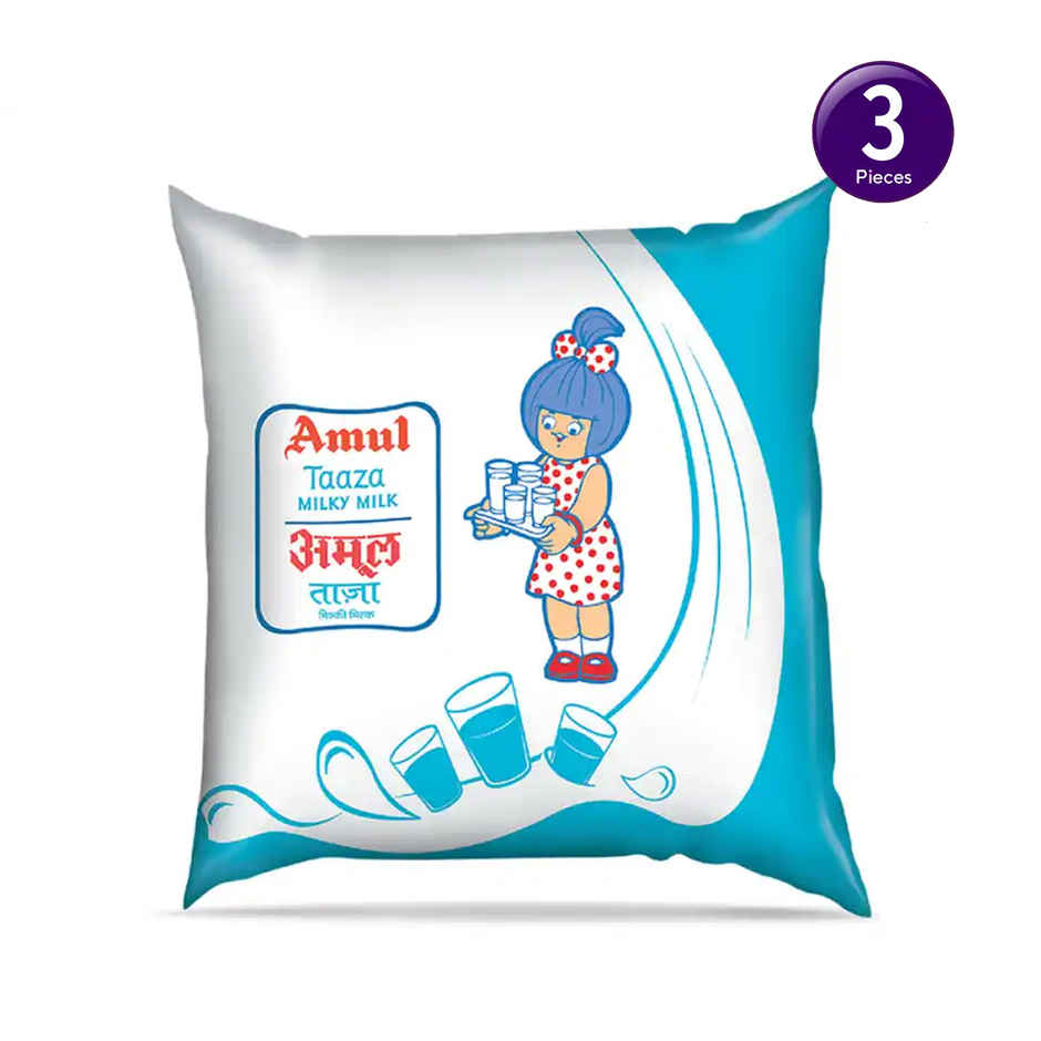 Amul Taaza Toned Fresh Milk (Pouch) Combo