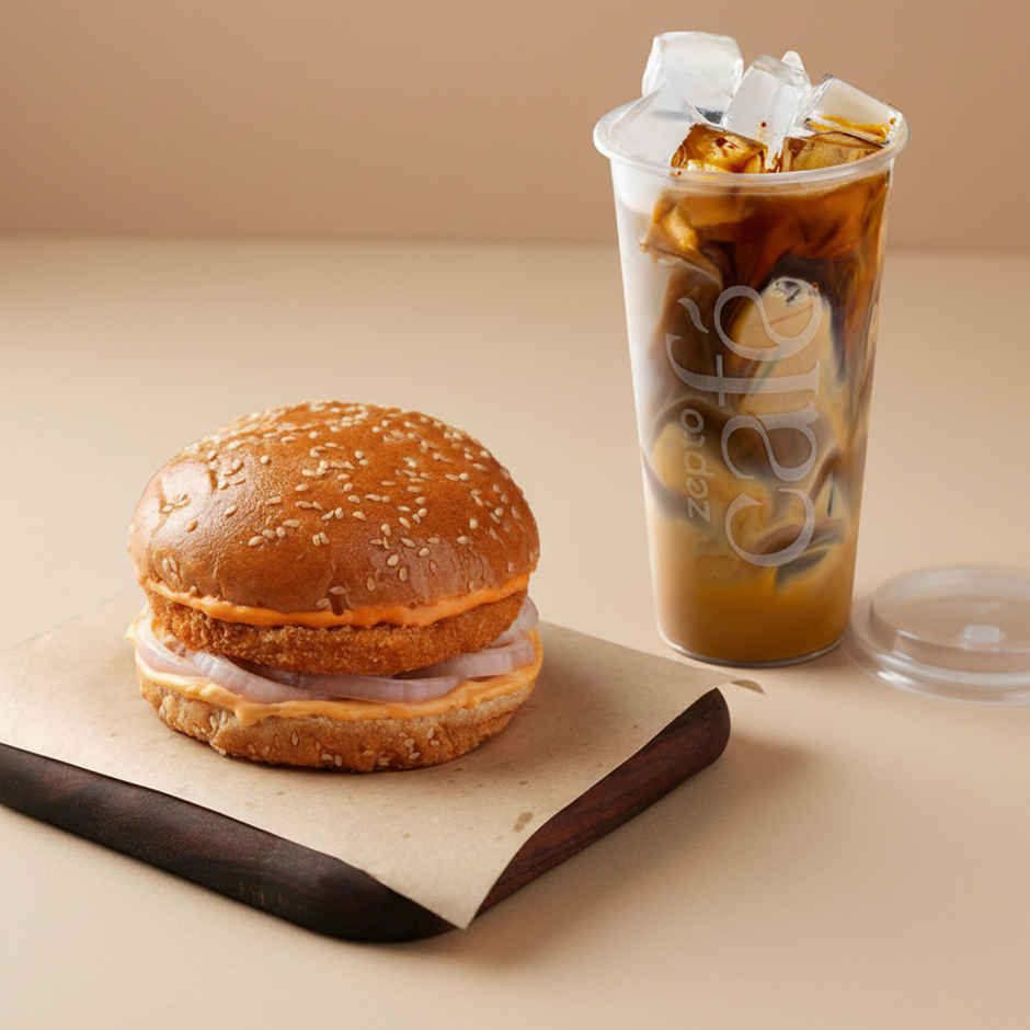 Veg Classic Burger + Vietnamese Cold Coffee