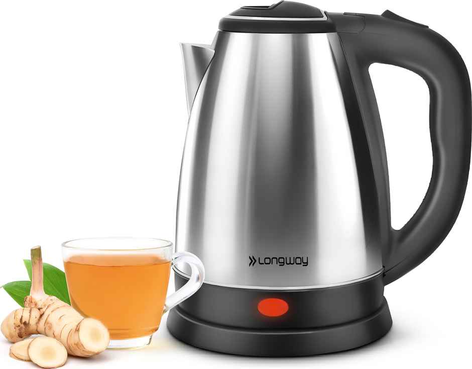 Longway Kestro Electric Kettle with Stainless Steel Body, 2L Capacity, ,1500 Watt - Silver & Black