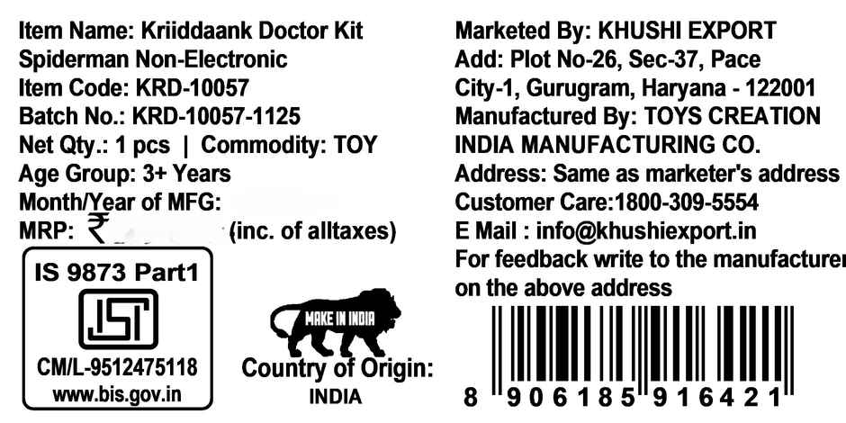 Kriiddaank Doctor Kit Spiderman Non Electronic