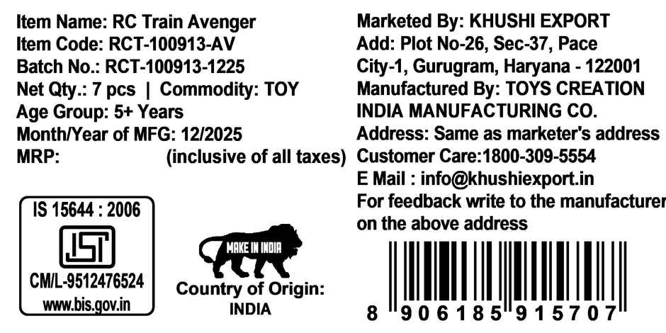 Kriiddaank Remote Control Train Avenger