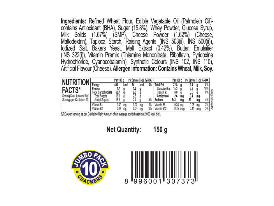 Malkist Cheese Flavoured Crunchy Crackers | Trans Fat-free Combo 