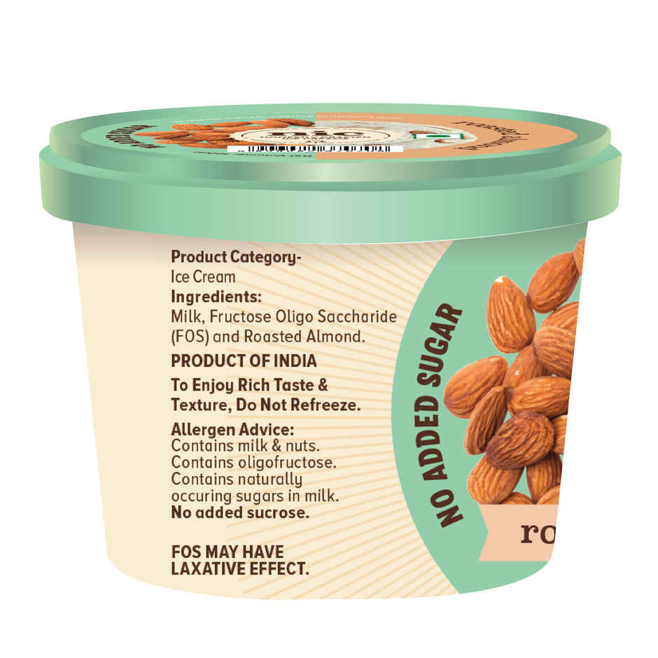 NIC Roasted Almond Ice Cream Cup | No Added Sugar | Preservative Free | No Artificial Flavors
