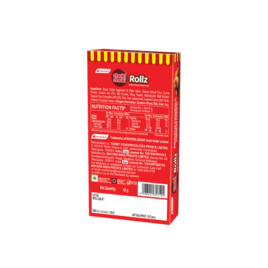 Choki Choki Rollz Choco filled Wafer Stick - 1 pack (45 g)
