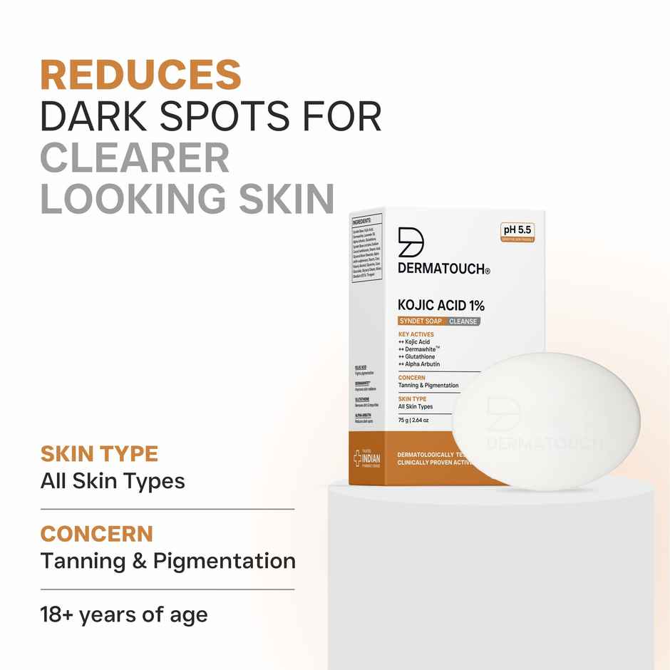 Dermatouch Kojic Acid 1% Soap With Glutathione For Pigmentation & Sun Damage Soap | For Men & Women
