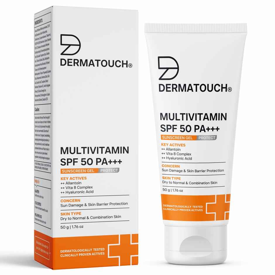Dermatouch Multivitamin Spf 50 Pa+++ Sunscreen Gel Uva-Uvb Protection Zero White Cast Unisex