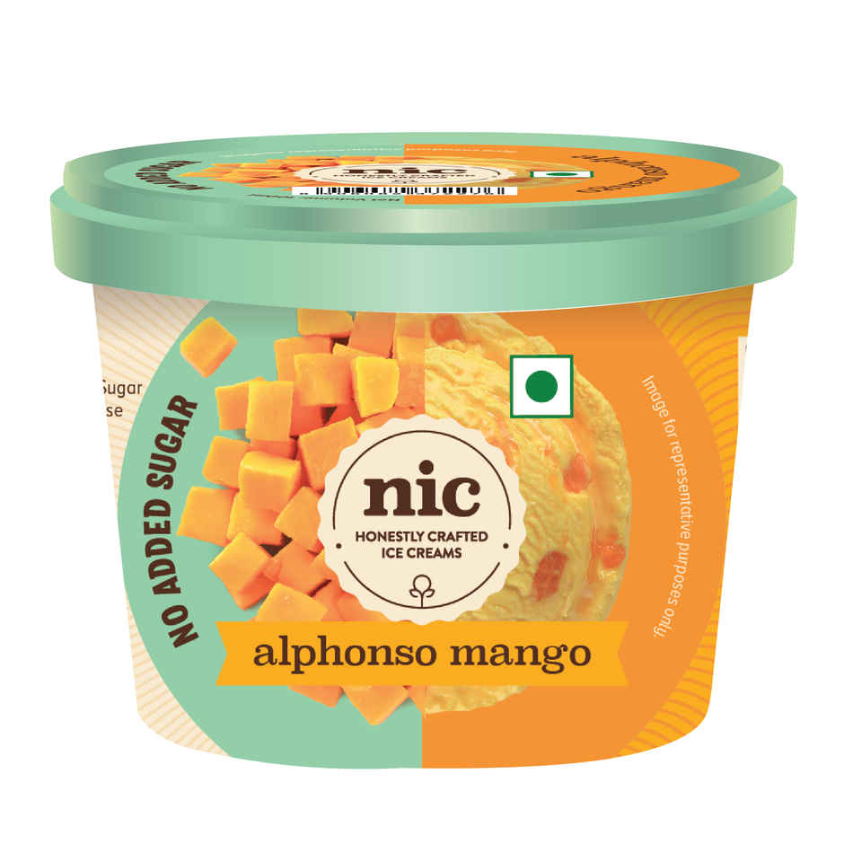 NIC Alphonso Mango Ice Cream Cup | No Added Sugar | Preservative Free | No Artificial Flavors