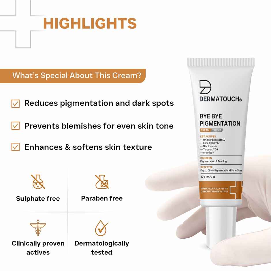 Dermatouch Bye Bye Pigmentation Removal Cream Anti Pigmentation Cream Niacinamide For Women & Men