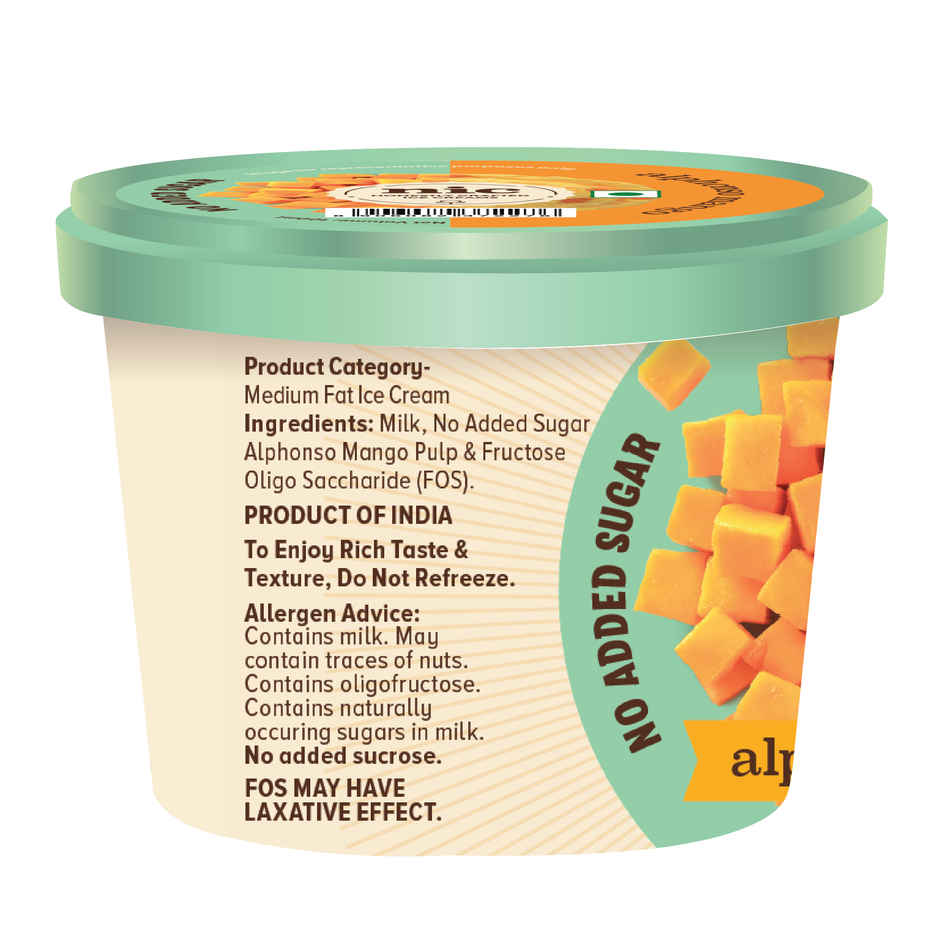 NIC Alphonso Mango Ice Cream Cup | No Added Sugar | Preservative Free | No Artificial Flavors