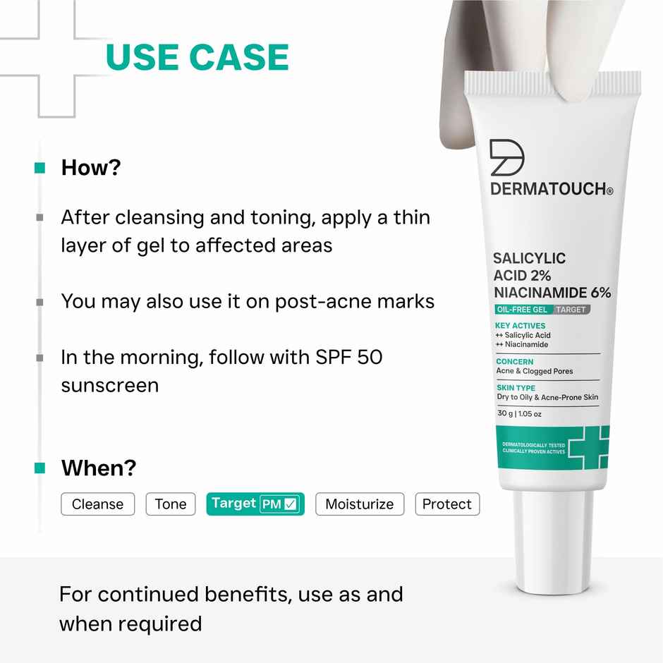 Dermatouch Salicylic Acid 2% Niacinamide 6% Anti-Acne Oil-Free Gel For Active Acne