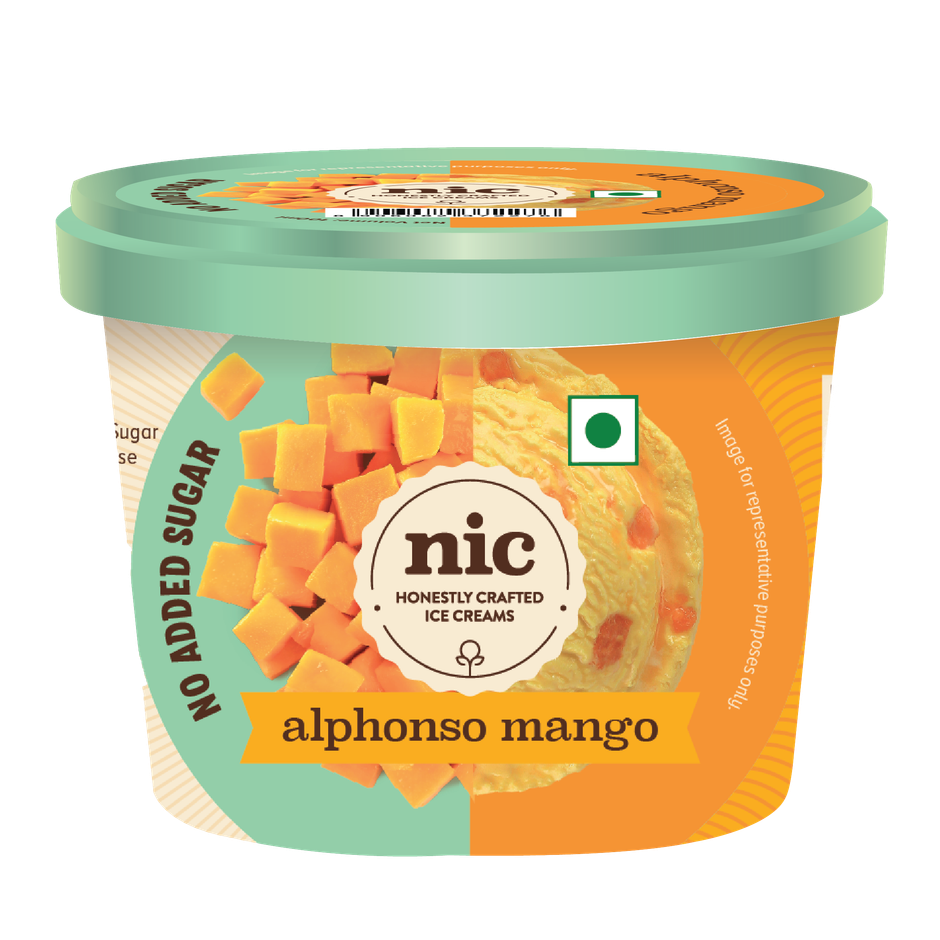 NIC Alphonso Mango Ice Cream Cup | No Added Sugar | Preservative Free | No Artificial Flavors