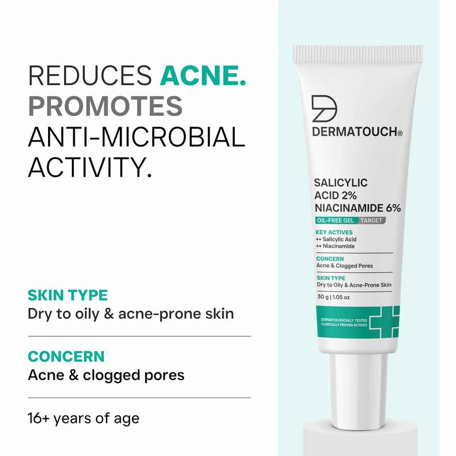 Dermatouch Salicylic Acid 2% Niacinamide 6% Anti-Acne Oil-Free Gel For Active Acne