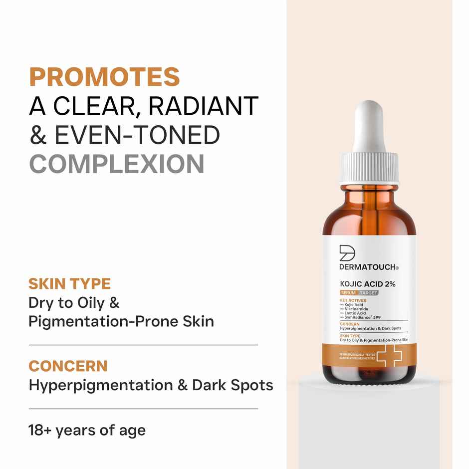 Dermatouch Kojic Acid 2% Serum Best For Hyperpigmentation & Uneven Skin Tone For Both Men & Women