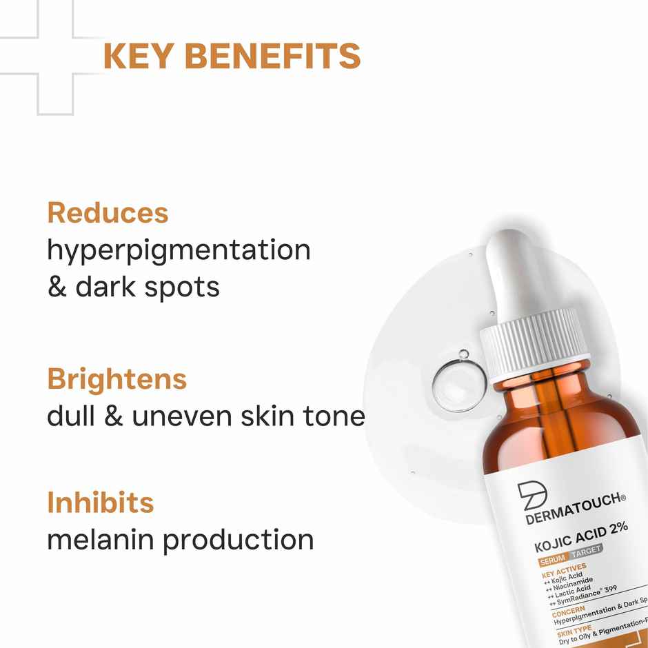 Dermatouch Kojic Acid 2% Serum Best For Hyperpigmentation & Uneven Skin Tone For Both Men & Women