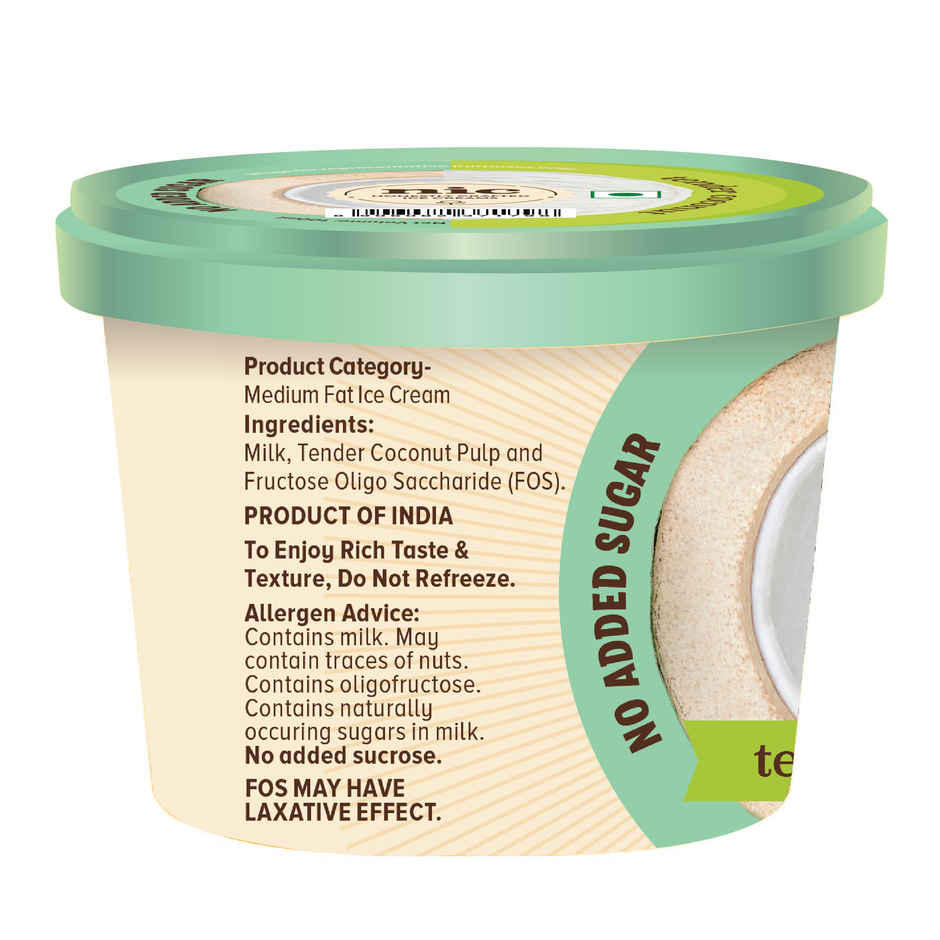 NIC Tender Coconut Ice Cream Cup | No Added Sugar Cups | Preservative Free | No Artificial Flavors
