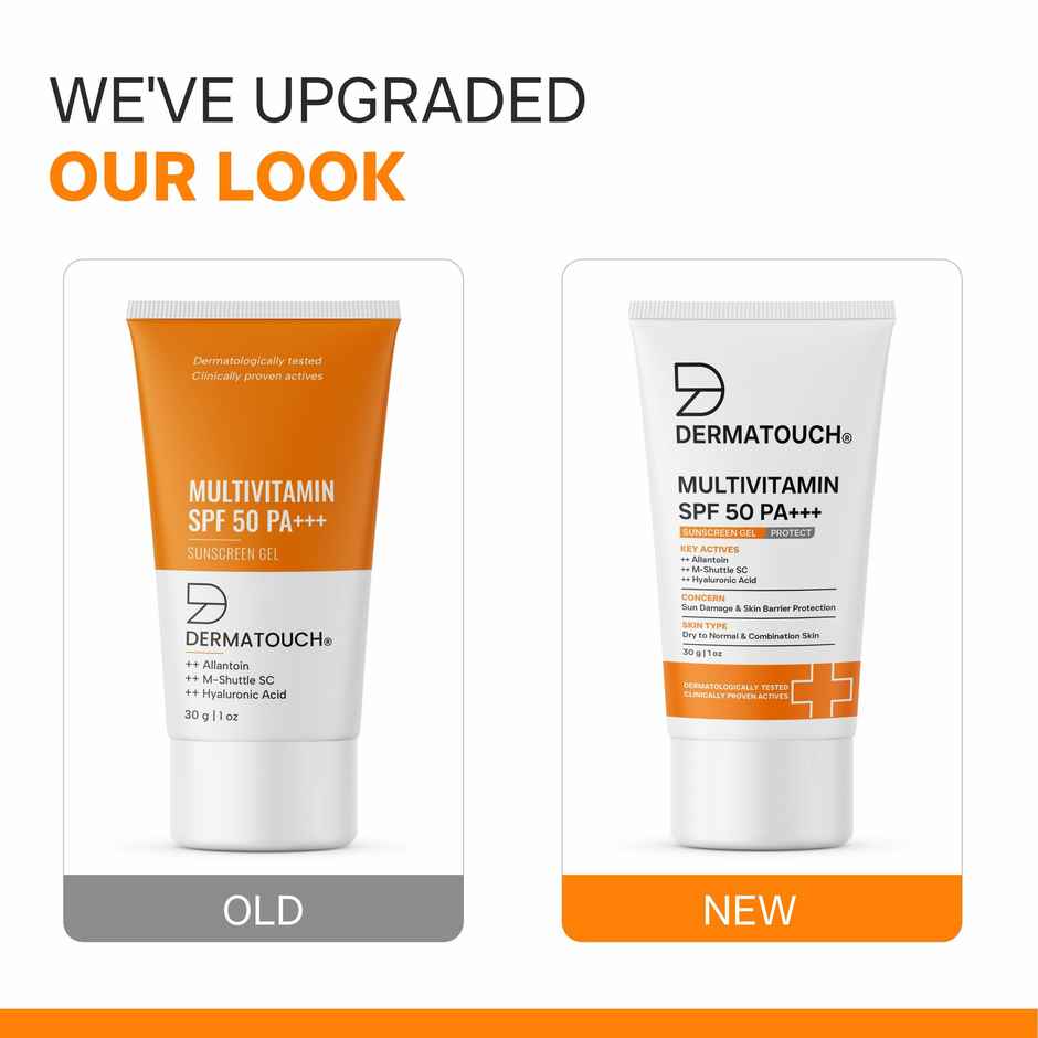 Dermatouch Multivitamin SPF 50 PA+++ Sunscreen Gel UVA-UVB Protection Zero White Cast Unisex