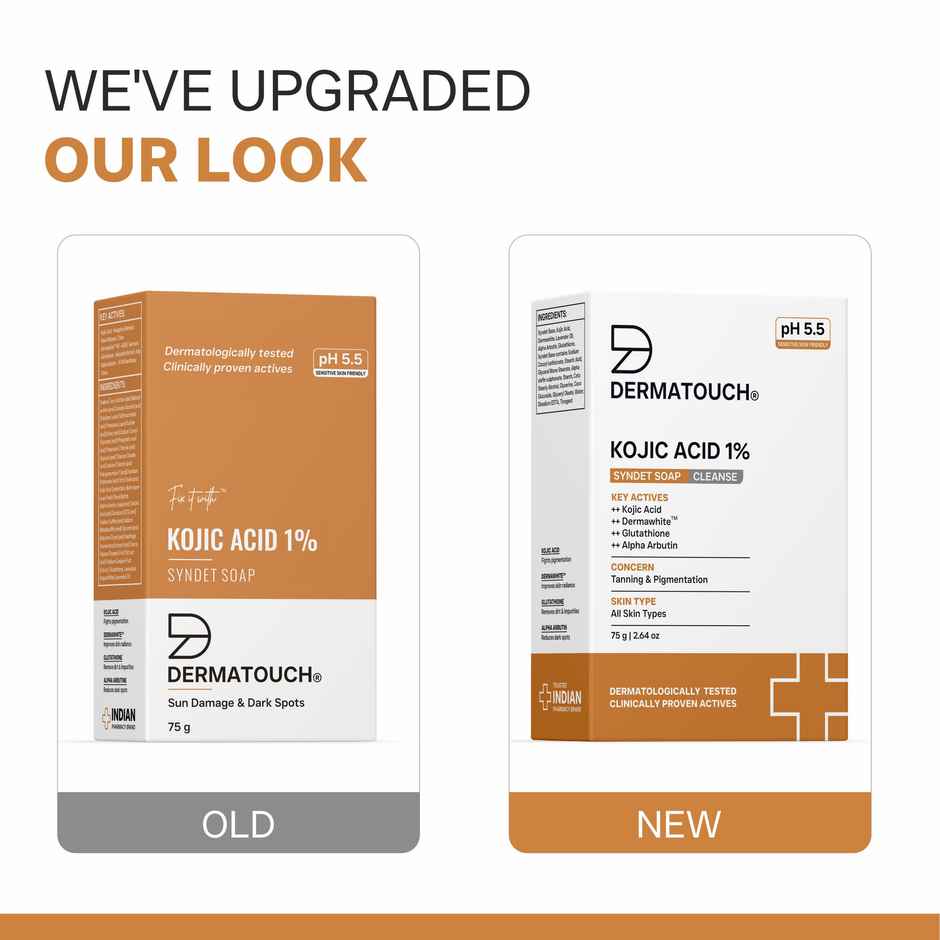 Dermatouch Kojic Acid 1% Soap With Glutathione For Pigmentation & Sun Damage Soap For Men & Women