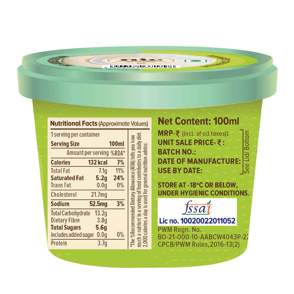 NIC Tender Coconut Ice Cream Cup | No Added Sugar Cups | Preservative Free | No Artificial Flavors