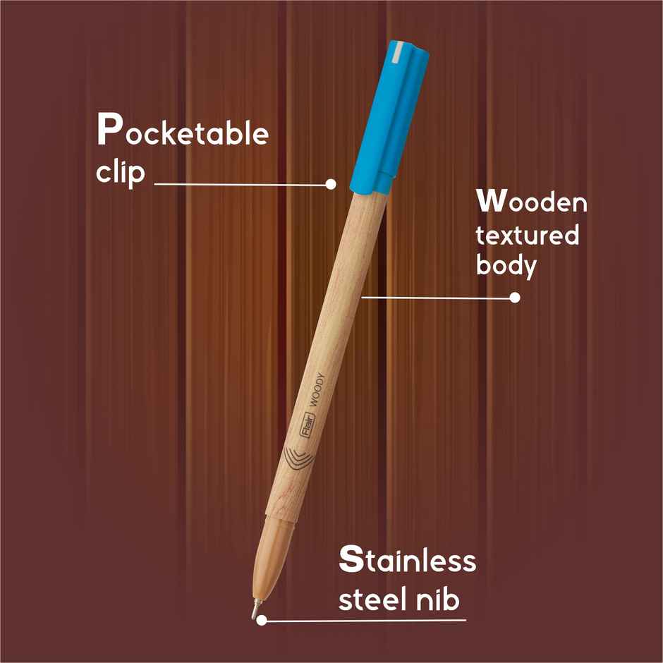 Flair Woody Ball Pen Blue Pack Of 5
