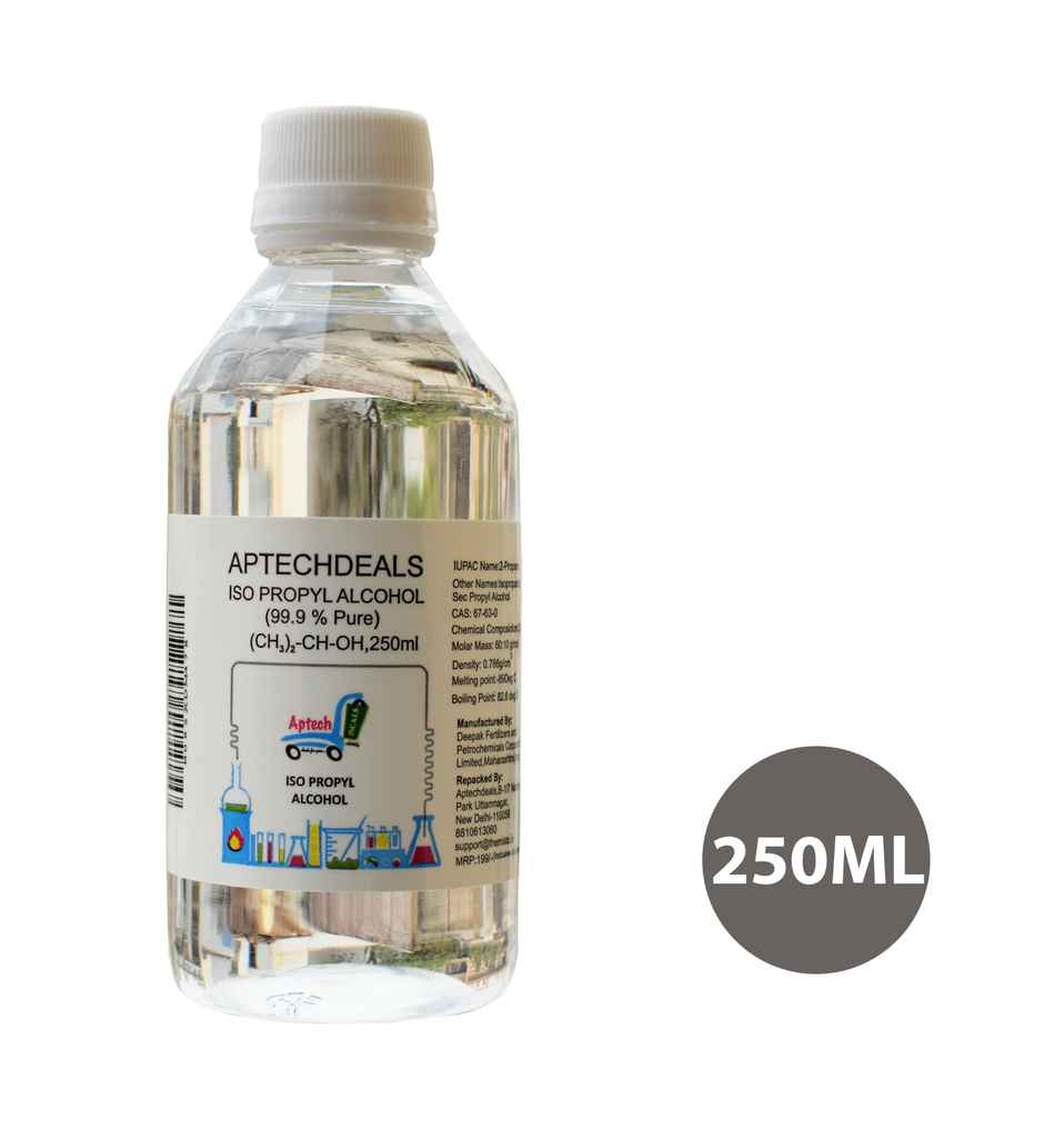 Aptechdeals Ipa Iso-Propyl Alcohol 99.9% [(Ch3)2-Ch-Oh] Cas: 67-63-0, 250Ml