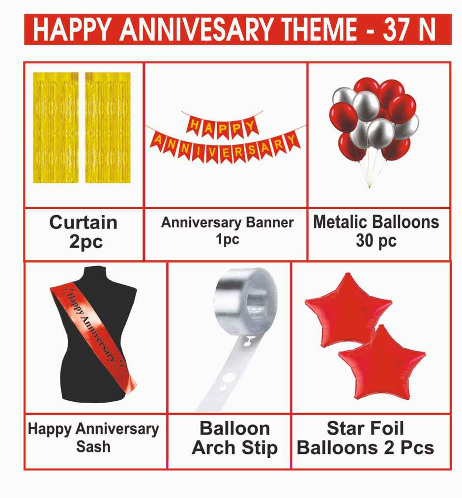 Happy Anniversary Theme Decoration Kit | Assorted Colours | Let's Vybe