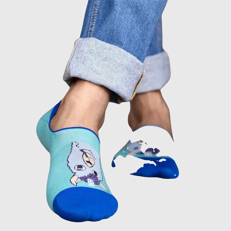 Socksoho Men's Animal Print Combed Cotton No Show Socks | Blue - Free Size