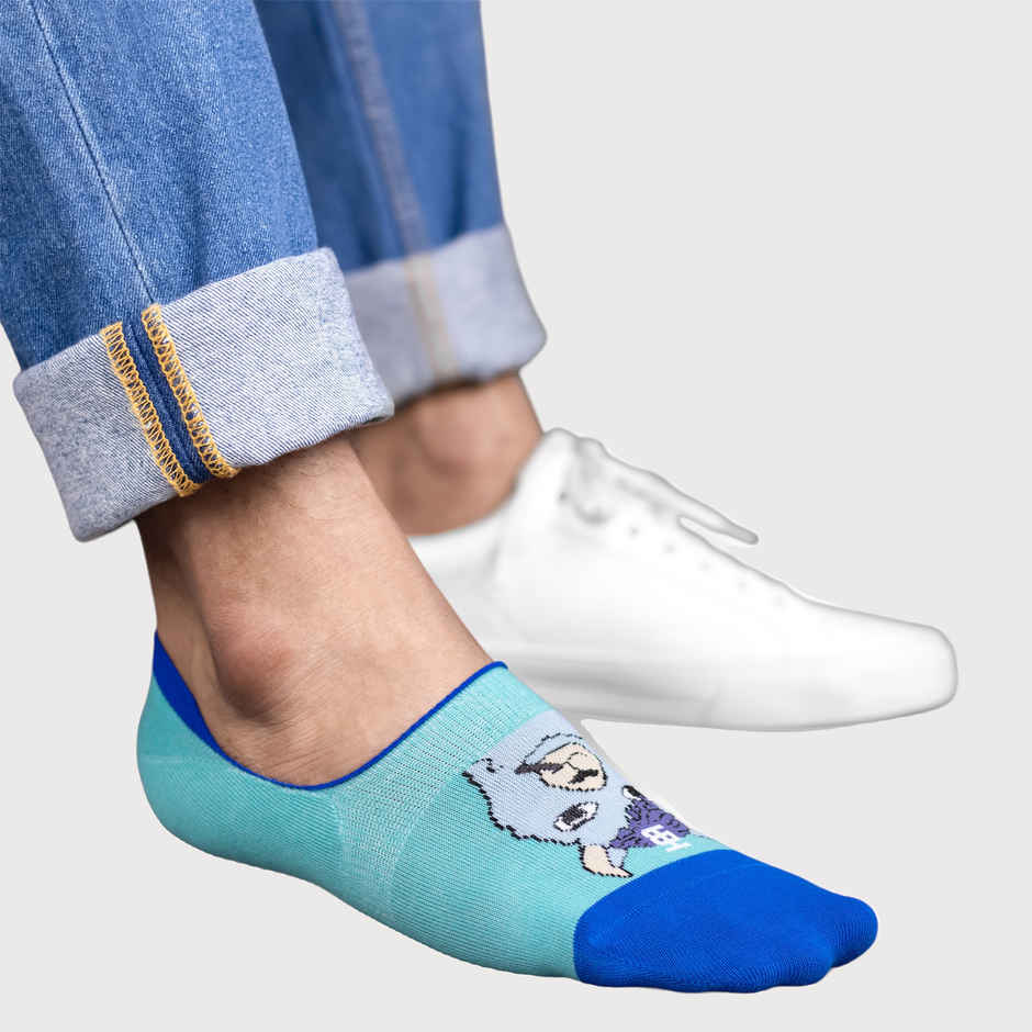 Socksoho Men's Animal Print Combed Cotton No Show Socks | Blue - Free Size