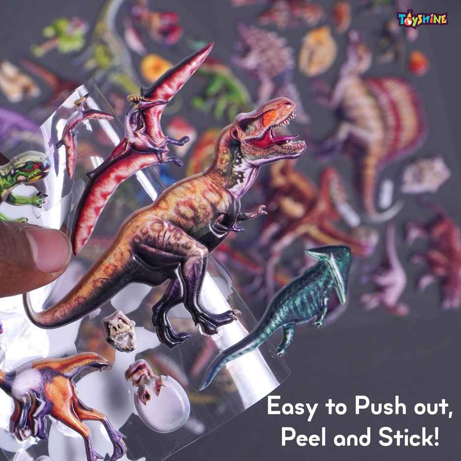 Toyshine Dinosaur Puffy Stickers | 8 Sheets | Reusable