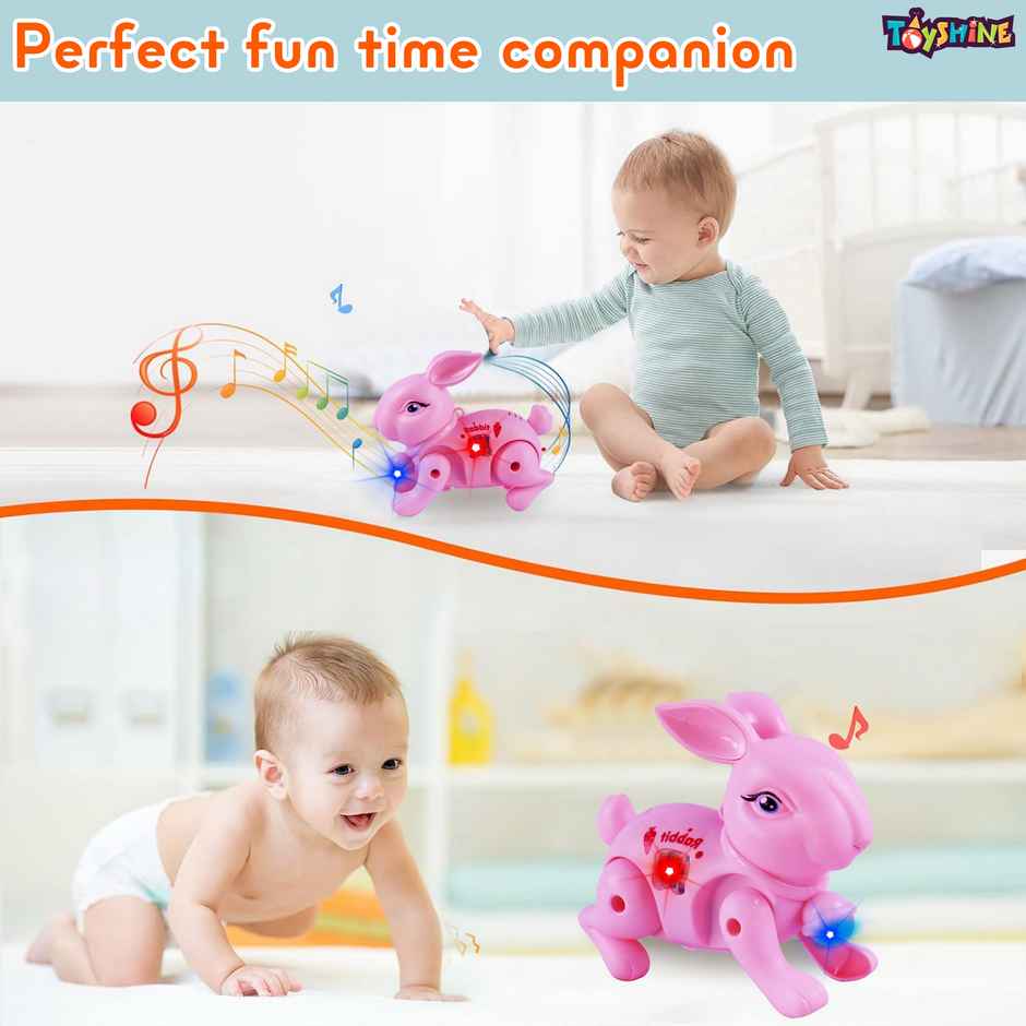Toyshine Battery Operated Cute Interactive Walking Rabbit With Light & Sound , Pink