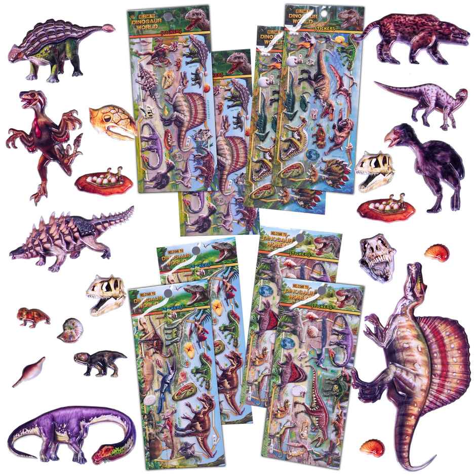 Toyshine Dinosaur Puffy Stickers | 8 Sheets | Reusable