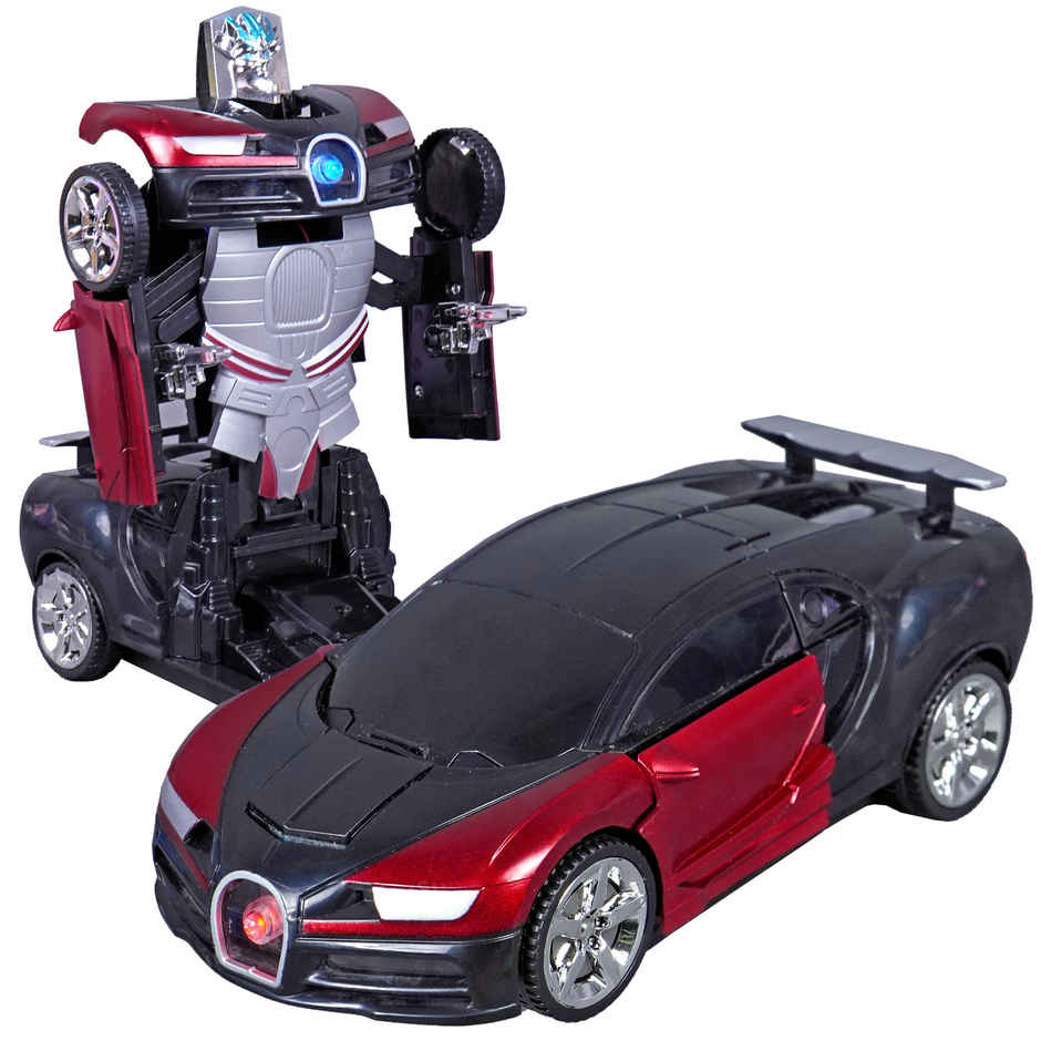 Toyshine Robot to Car Deformation Musical Toy, Battery Operated Robot with Realistic Sound | Red