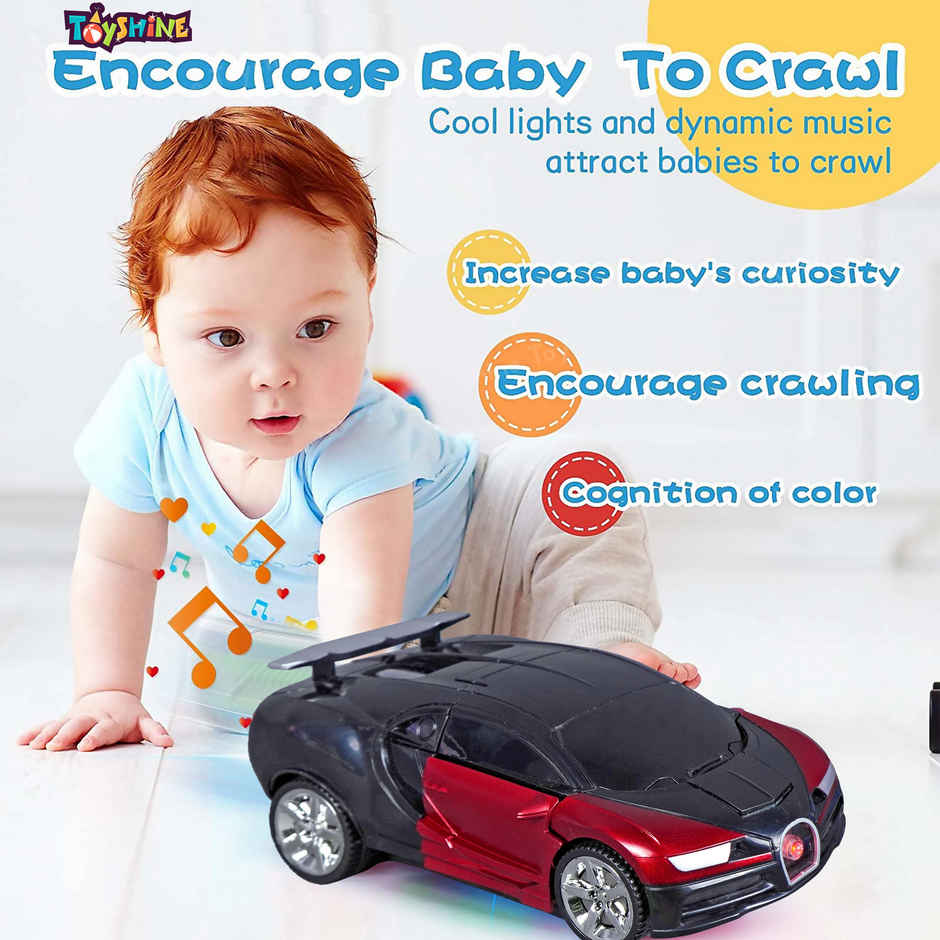 Toyshine Robot to Car Deformation Musical Toy, Battery Operated Robot with Realistic Sound | Red