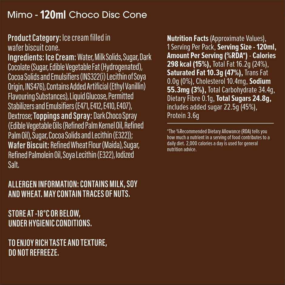 Mimo Choco Disc Cone Ice Cream