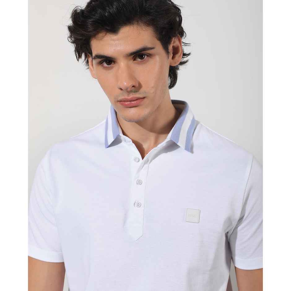 Rare Rabbit Men's Divide Primary Polo T-shirt | White - XL