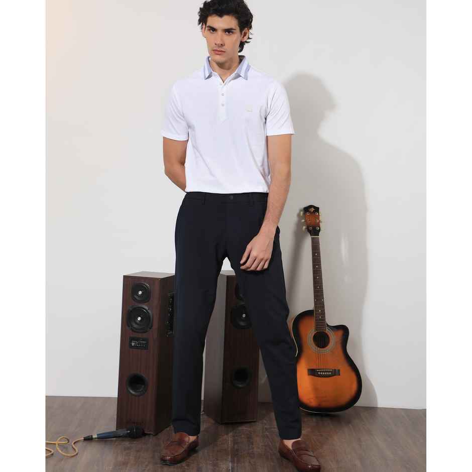 Rare Rabbit Men's Divide Primary Polo T-shirt | White - XL