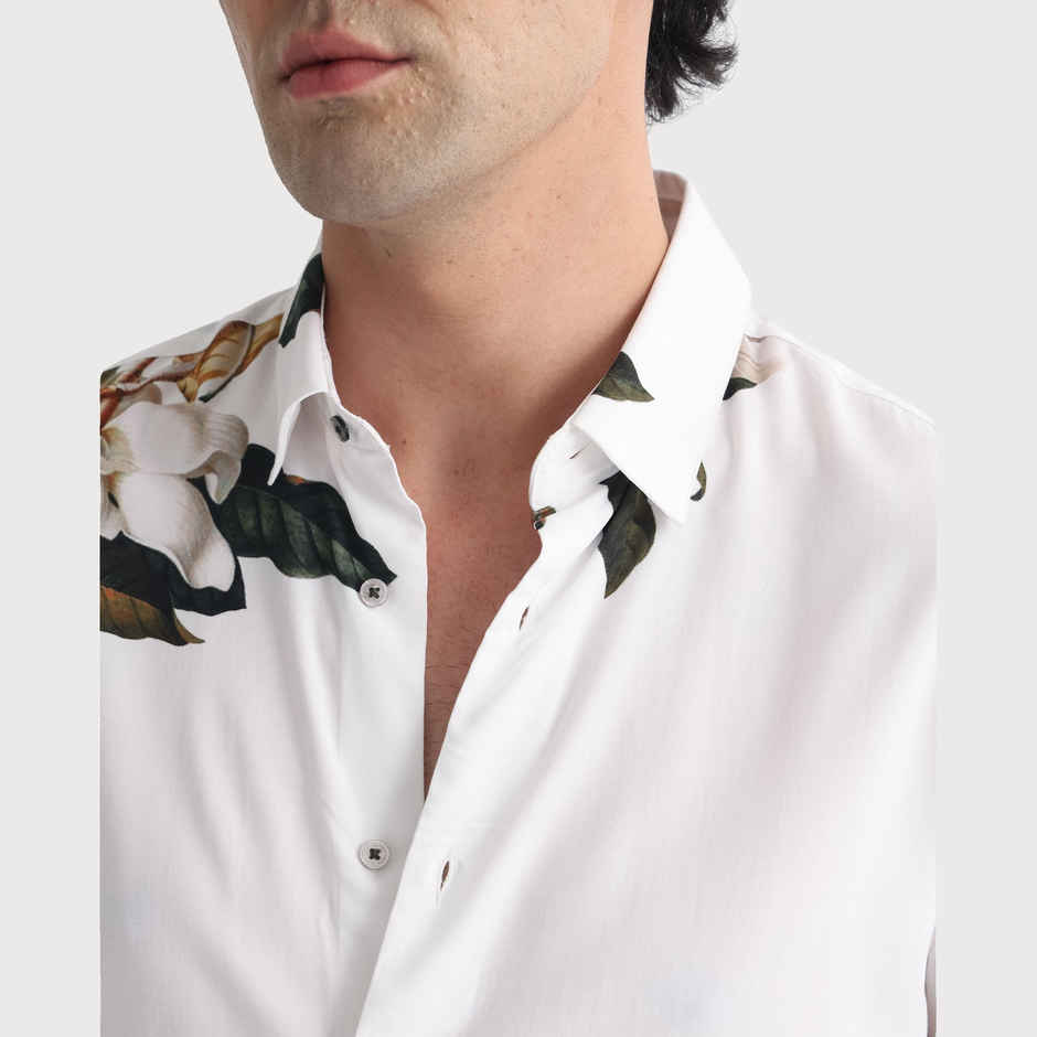 RARE RABBIT Men's Poseidon Primary Shirt | White - M