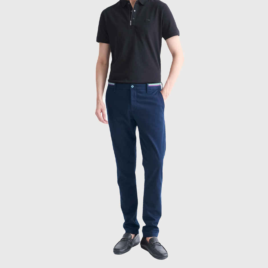 Rare Rabbit Men's Trellis Primary Trouser | Navy - 32