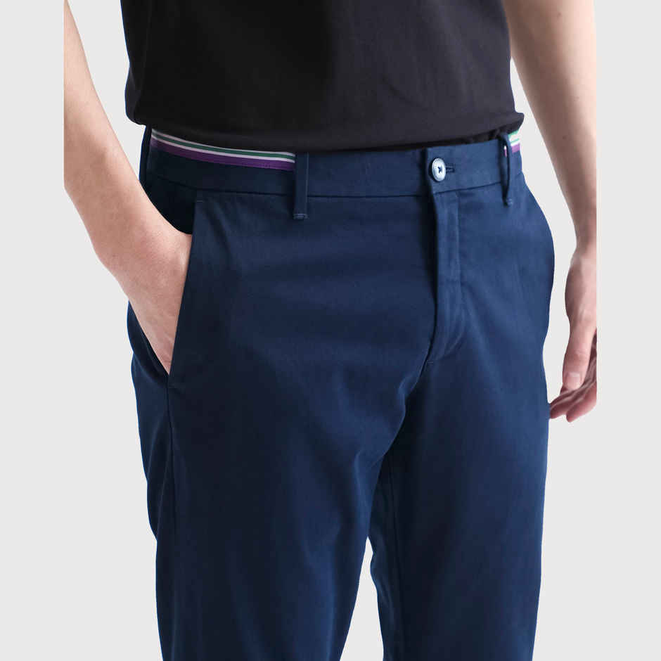Rare Rabbit Men's Trellis Primary Trouser | Navy - 32