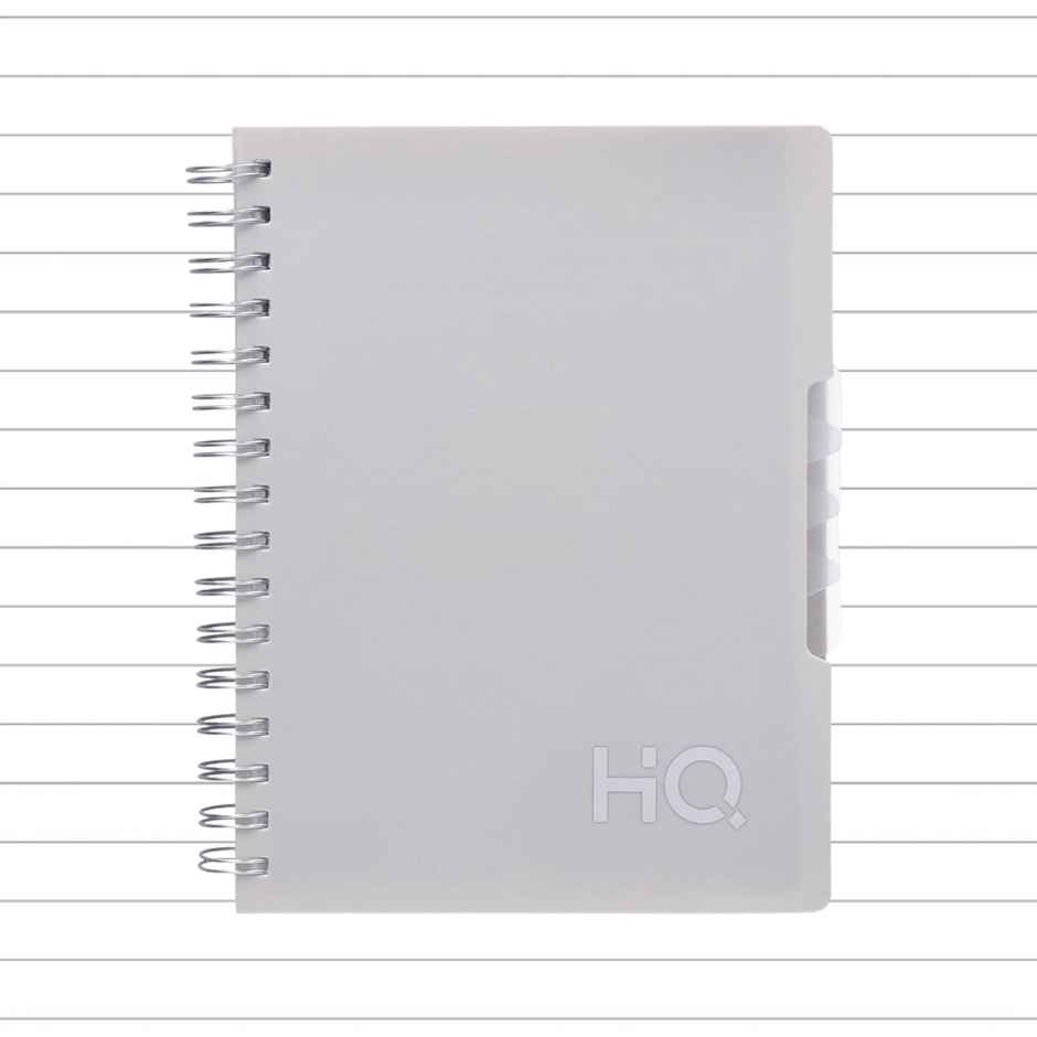 Navneet HQ | Five Subject Book White Wiro Bound Single Line A5 Size (21 x 14.8 cm, 300 Pages)