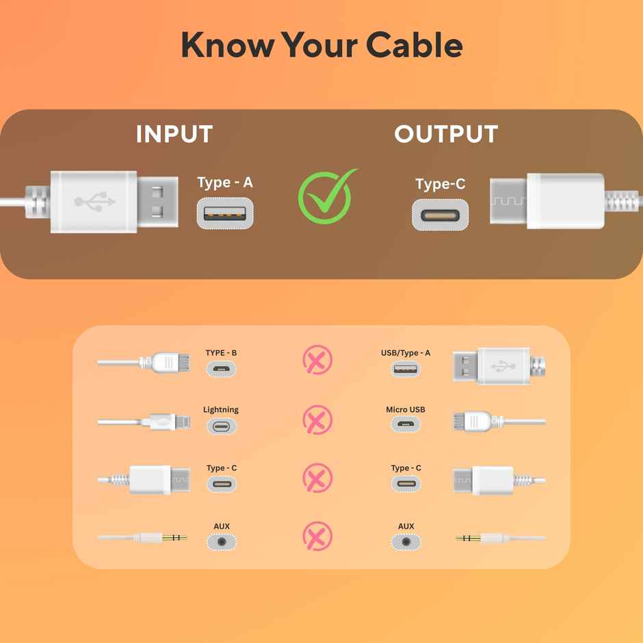 Ailkin USB to C Cable for Realme| Oppo| Vivo & Type C Devices |1M| White