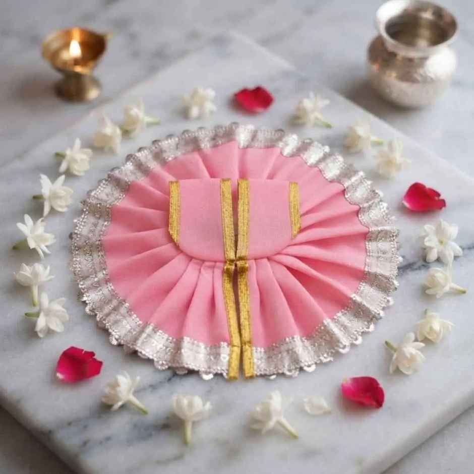 Gullak Laddu Gopal Gherdar Poshak | Solid Color | Pink | Size 1