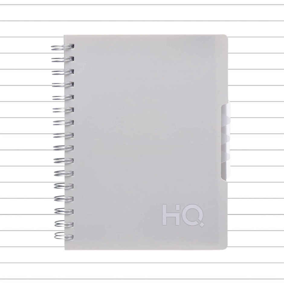 Navneet HQ | Five Subject Book White Wiro Bound Single Line A5 Size (21 x 14.8 cm, 300 Pages)