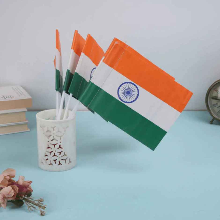 Indian National Paper Flag | Pack of 5 | Handheld Flags | Picfest