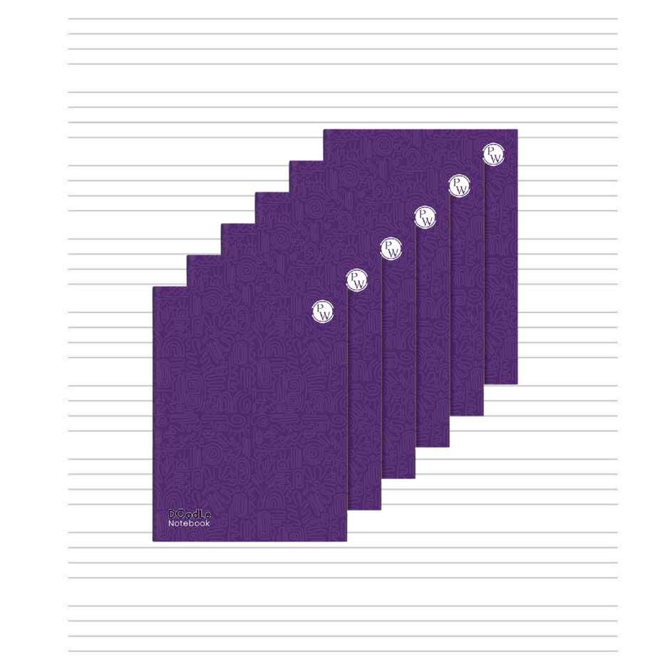 Physics Wallah Doodle Notebook | 120 Pages | Four Lines with Gap (English) set of 6