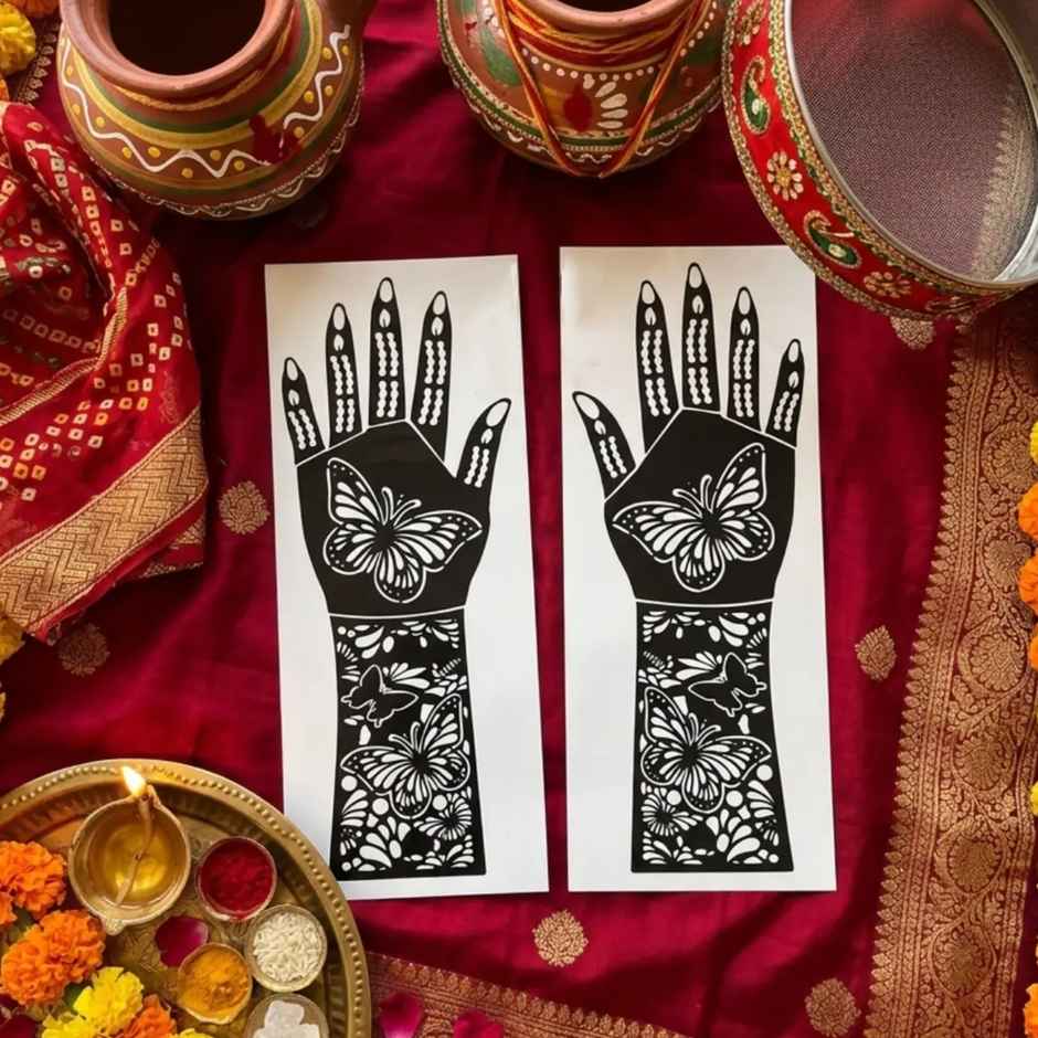 Regal Butterfly Hand Mehndi Stencil | ServDharm
