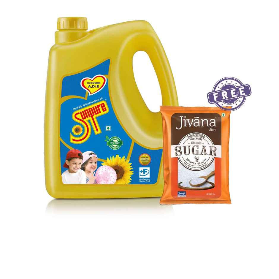 Sunpure Sunflower Cooking Oil Hdpe Can with Free Jivana Sugar
