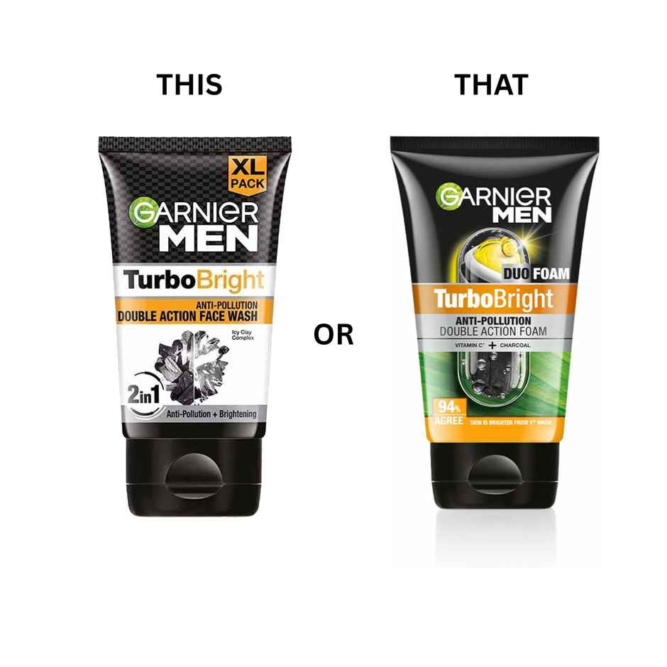 Garnier Men Turbo Bright Anti-Pollution Double Action Face Wash
